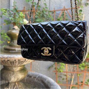 Chanel Classic CC Eyelet Quilted Patent Leather Medium Single Flap Crossbody